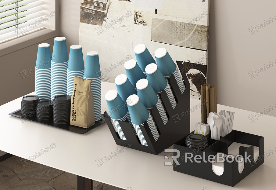 Cup Paper Cup Holder Combination Disposable Paper Cup Cup Paper Cup Milk Tea Cup Beverage Cup model