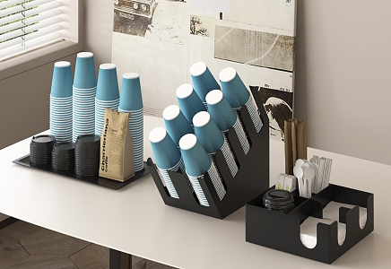 Cup Paper Cup Holder Combination Disposable Paper Cup Paper Cup Milk Tea Cup Beverage Cup 3d model