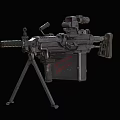 Black Tactical Machine Gun With Tripod Scope And Metallic Finish 3d model