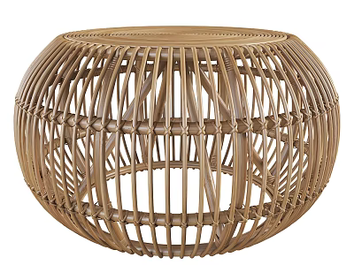 Natural Rattan Dressing Table Featuring Round Shape And Woven Design Details 3d model