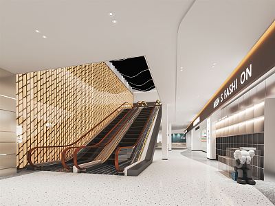 Modern shopping mall escalator mall elevator store 3d model