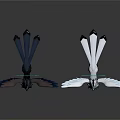 Mythical Black and White Birds with Large Wings Isolated on White Background