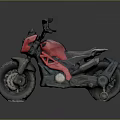Red Vintage Motorcycle With Black Seat Thick Tires And Metal Parts