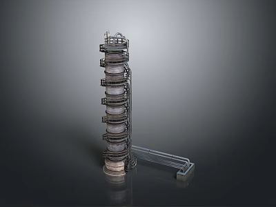 Modern Tower Like Architectural Structure With Multiple Circular Rings And Base Platform 3d model