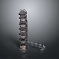 Modern Tower Like Architectural Structure With Multiple Circular Rings And Base Platform