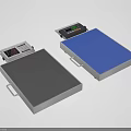 Digital Platform Scales With Gray And Blue Surfaces And Electronic Displays 3d model