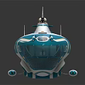 Advanced Military Submarine Weapon With Blue And White Design And Missile System Equipment