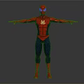 Spider Man Superhero Character in Red and Blue Costume Standing with Arms Outstretched