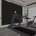 Modern Home Gym Setup With Treadmill Exercise Bike And Large Mirror Design