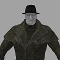Game Movie Character With Black Top Hat And Pale Face In Dark Coat