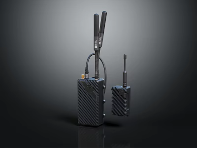 Modern Wireless Doorbell with Black Textured Receiver and Transmitter Design 3d model