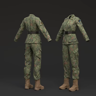 Modern Clothes Military Game Clothing Military Uniform Female Soldier Clothing Warrior 3d model