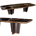 Modern Dining Table With Wooden Frame And Black Panel Tabletop Design 3d model
