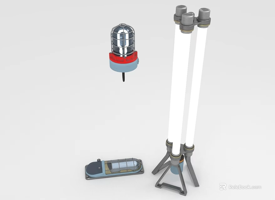 Stylish Lighting Combination Featuring Pendant Lamp Floor Light And Durable Metal Stand 3d model 