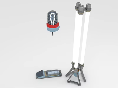 Stylish Lighting Combination Featuring Pendant Lamp Floor Light And Durable Metal Stand 3d model