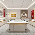 Luxurious Modern Jewelry Store Interior With Glass Display Cases White Counters And Ceiling Lighting