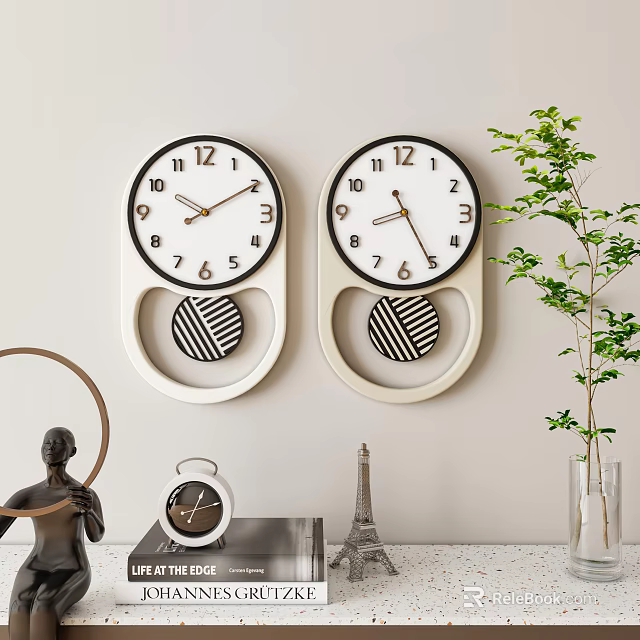 Modern Round Wall Clocks And Table Alarm Clock For Home Decor 3d model