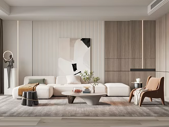 Quiet living room sofa tea table combination 3d model