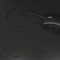 Ergonomic Black Wired Gaming Mouse With Green Light And USB Cable Design 3d model