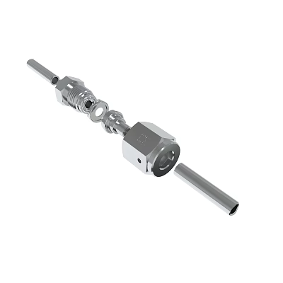 Stainless Steel Threaded Rod Connector With Nut And Metal Components 3d model