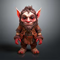 3D Cartoon Fantasy Goblin Character With Large Ears Furry Beard Red Hands And Feet
