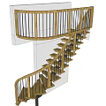 Spiral Wooden Staircase With Black Railings In Modern Interior Design