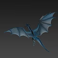 Blue Dragon As Flying Animal With Large Wings In Mid Air Flight