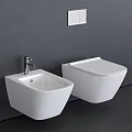 Modern Wall Mounted White Toilet And Sink In Contemporary Bathroom Design