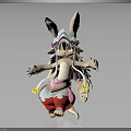 Rabbit Like Creature Character With Bunny Ears Long Hair Pink And White Outfit Arms Outstretched