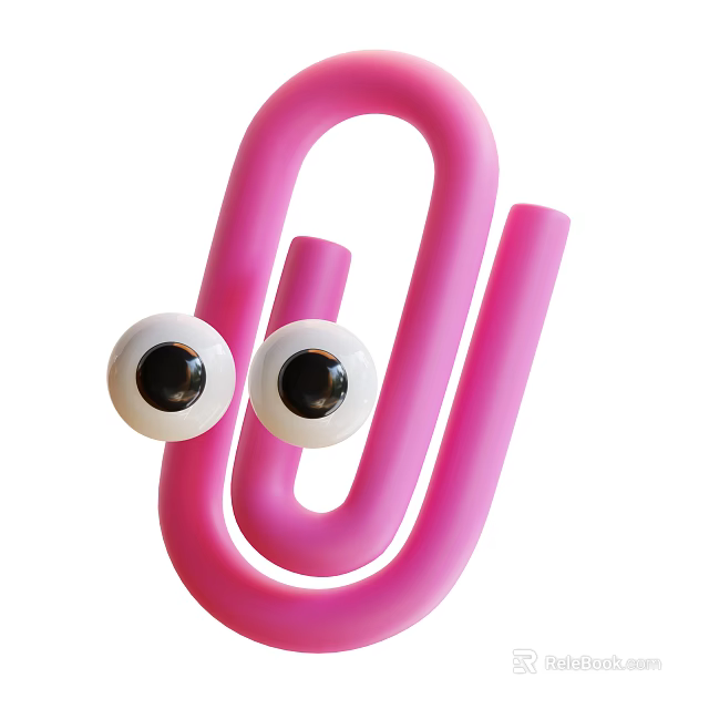 Cute Pink Paperclip With Googly Eyes For Office Stationery Decoration 3d model 