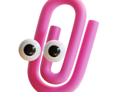 Cute Pink Paperclip With Googly Eyes For Office Stationery Decoration 3d model