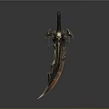 Ornate Fantasy Decorative Knife With Intricate Carvings And Metal Hilt Tassel Details