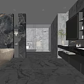 Luxurious Modern Bathroom With Marble Floors Walls Freestanding Bathtub Glass Shower Double Vanity Mirrors