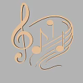 Golden Musical Notes Treble Clef Decorative Wall Hanging with Elegant Curved Design