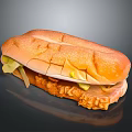 Delicious Sandwich with Soft Fresh Bread Sliced Meat and Crunchy Pickles