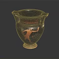 Ancient Greek Black Vase With Two Handles And Red Figure Decoration