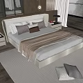 Double bedside table chandelier carpet pillow ornaments 3d model