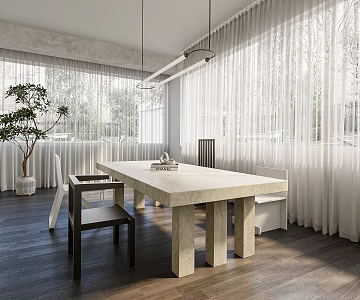 Quiet table and chair combination 3d model