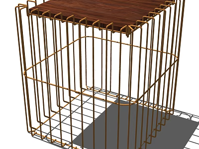 Modern Coffee Table With Gold Metal Frame And Wooden Tabletop Design 3d model