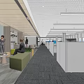 Modern Open Public Office Area Interior With Workstations Whiteboard And Green Plants