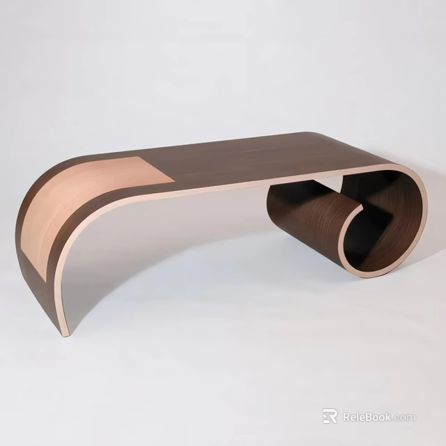 Modern Curved Bar Counter With Wooden Surface And Unique Structural Design 3d model 