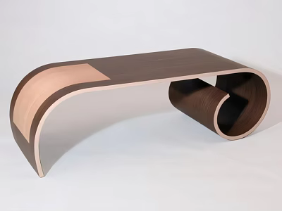 Modern Curved Bar Counter With Wooden Surface And Unique Structural Design 3d model