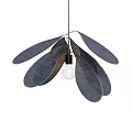 Modern Leaf Shaped Ceiling Light With Dark Colored Blades And Exposed Bulb Design 3d model