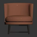 Modern Single Sofa With Leather Upholstery Round Back And Metal Legs Design