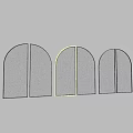 Arched Double Metal Screens With Grid Design And Potted Plant 3d model