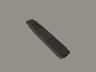 Black Elongated Mechanical Part 3D Model With Functional Grooves And Holes Structure Design 3d model