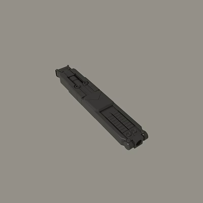Black Elongated Mechanical Part 3D Model With Functional Grooves And Holes Structure Design 3d model