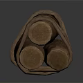 Bundled Natural Wooden Logs Tied With Thick Rope Stacked Together