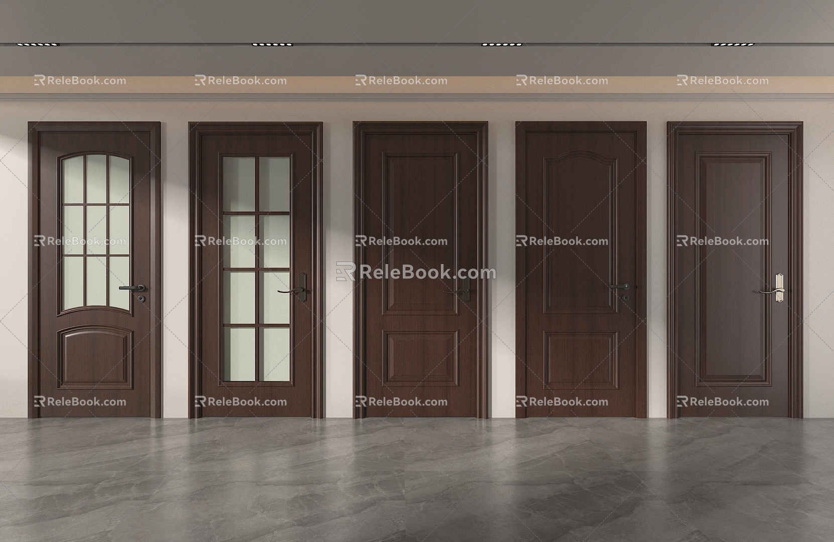 American Style Room Door Wooden Door Entry Door Bedroom Door 3d model