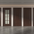 American Style Room Door Wooden Door Entry Door Bedroom Door 3d model